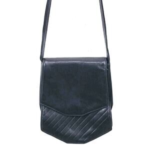 Vintage 𝅺Libaire California Black Leather Crossbody Bag Adjustable‎ Strap